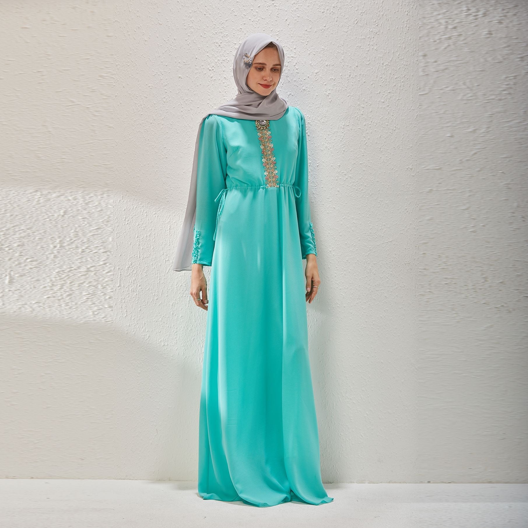 party abaya dress uk Black & White Crystal Abaya - Luxury Embellished Islamic Dress